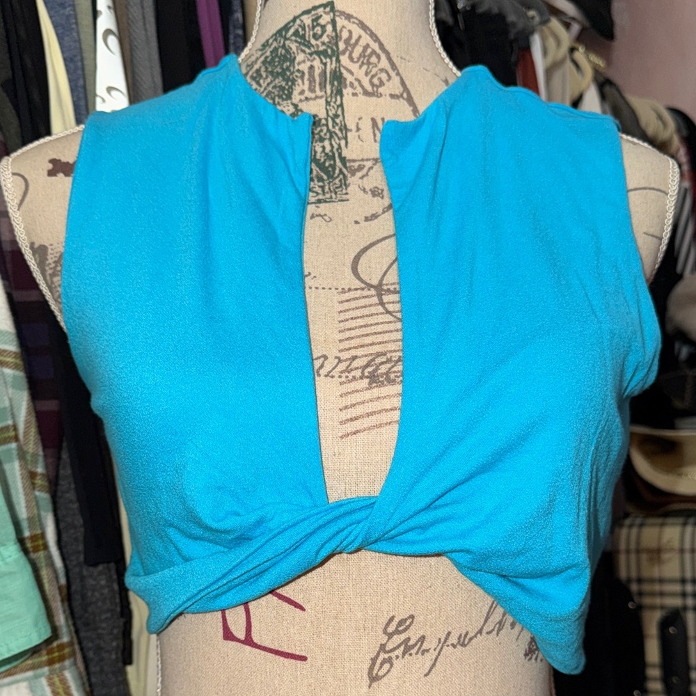 Naked Wardrobe Turquoise Crop Top